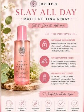 Lacuna Slay All Day Matte Makeup Setting Spray - NEW